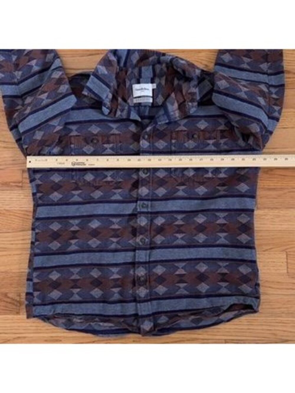 Goodfellow Mens Sz L Southwestern Stripe Button Up Long Sleeve Western Aztec Alt - Picture 7 of 9